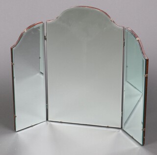 A 1930's triple bevelled plate dressing table mirror 56cm h x 47cm w  