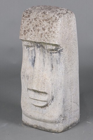 A composition garden statue in the form of an Eastern Island bust 69cm h 