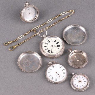 A small quantity of silver watch movements and parts