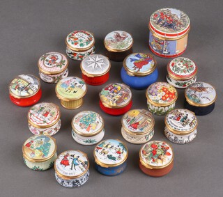 A quantity of various Halcyon Days enamel pill boxes