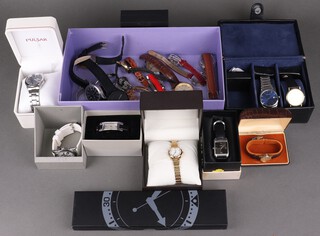 A quantity of various wristwatches including Accurist, Pulsar, Rotary, etc