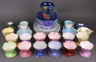 A quantity of Maling sundae dishes, plates, a vase and other items of Maling ware