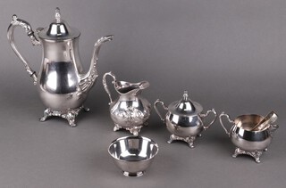 A five piece silver plated tea and coffee set