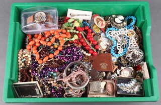 A quantity of various costume jewellery including rings, necklaces, beads, etc