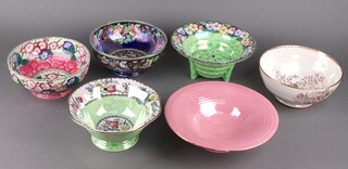 Six Maling ware pottery bowls

