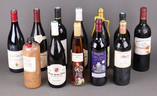 A collection of 10 bottles of red wine - 2 x 1996 Morey-Saint-Denis, 1993 ditto, 1990 Chateau La Grande Clotte, 2003 Bordeaux A La Gloire du Chat, 1991 Domaine Du Moulin Bandol, 1999 Le Seigneur du Raveil Vacqueyras, Vin de Pays Des Coteau de L'ardeche cabernet, 2001 Laudun Cotes du Rhone, 1990 Marquis D'Aulnay Margaux and a 35cl bottle of Chataigne de L'ardeche 20% vol chestnut liqueur 