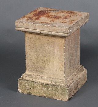 A pair of doric cast stone plinths 52cm h x 38cm w x 38cm d 
