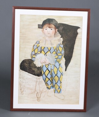 Pablo Picasso "Paul as Harlequin" a reproduction print form the Picasso museum 64cm x 44cm, framed 