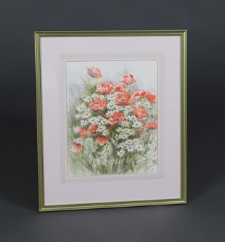 Enid Alison Western, watercolour, study of a poppy field 32cm x 26cm, in a gilt glazed frame 