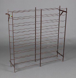 A wire metal double wine rack 102cm h x 98cm w x 21cm d 