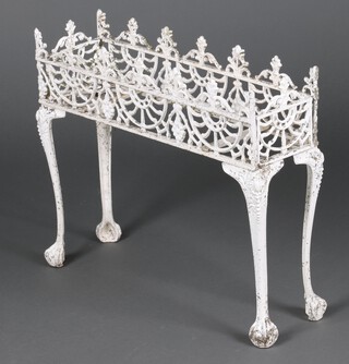 A Victorian style white painted pierced cast aluminium plant trough 54cm h x 66cm w x 20cm d 