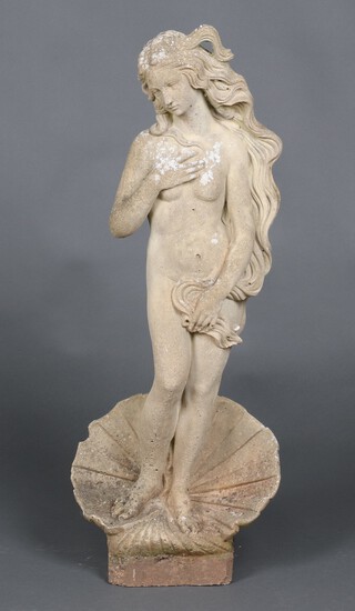 A well weathered concrete garden figure Birth of Venus 85cm 