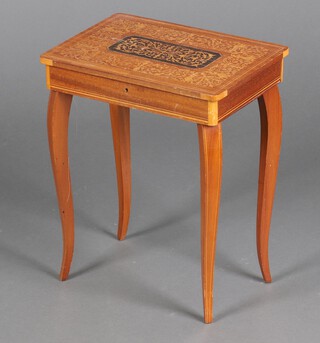 A rectangular Sorrento inlaid mahogany sewing box 45cm h x 36cm w x 27cm d 