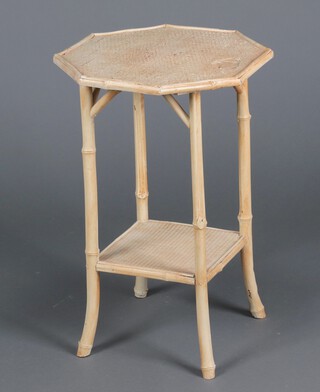 An octagonal bamboo 2 tier occasional table 69cm h 