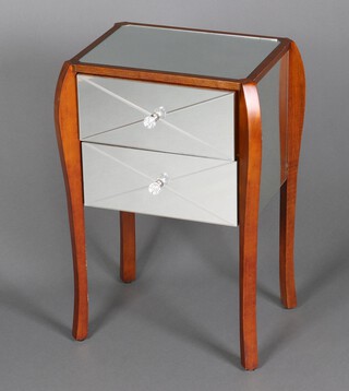 A Laura Ashley mirrored glass and beech framed bedside chest 66cm h x 42cm w x 31cm d 