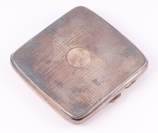 A silver cigarette case with engine turned decoration Birmingham 1923, maker Alex Clarke & Co., 122 grams 