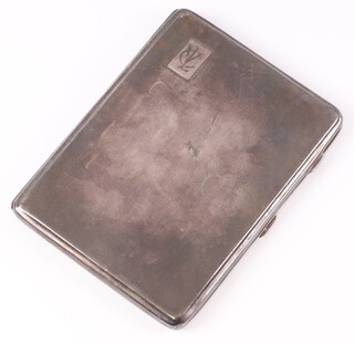A silver cigarette case with engine turned decoration, monogrammed VCL, Birmingham 1932, maker Joseph Gloster, 166 grams 