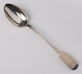 A William IV silver fiddle pattern basting spoon London 1837, monogrammed, maker Benoni Stephens, 124 grams 