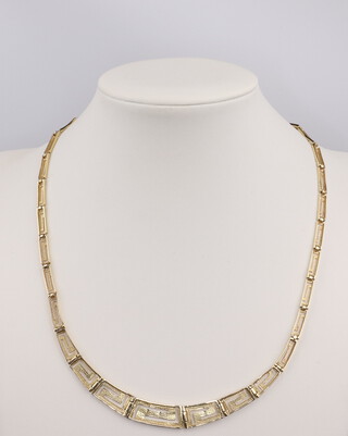 A 14ct yellow gold Greek key pattern necklace, 40cm, 16.5 grams 