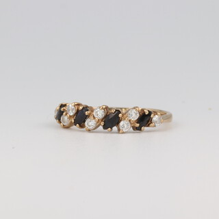 A 9ct yellow gold sapphire and paste set ring, size M, 1.6 grams 