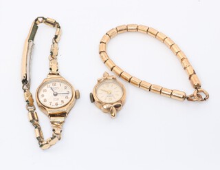 A lady's 9ct yellow gold Rotary wristwatch with 20mm case on a gilt bracelet, an Andrew ditto with 15mm case on a gilt bracelet 