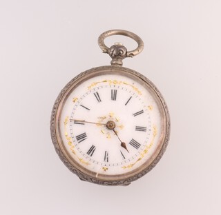 A lady's Continental silver fob watch with enamelled dial, 38mm 