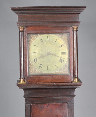 John Dadswell of Burwash, an 18th Century 30 hour longcase clock with bird cage movement, the 26cm brass dial with Roman numerals marked John Dadswell Burwash, complete with pendulum and weight, contained in an oak case, 183 high 