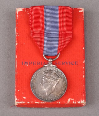 A George VI issue Imperial Service medal to John Ruddock Gillings, in original cardboard presentation box 