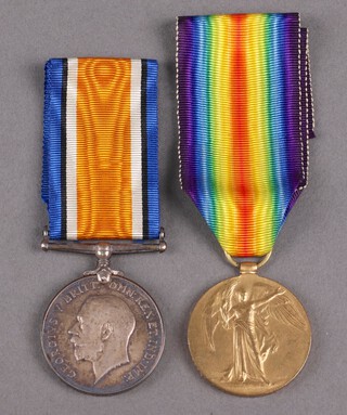 A pair of medals to 50228 Pte. R. Parsons Middlesex Regt. comprising British War Medal and Victory medal 