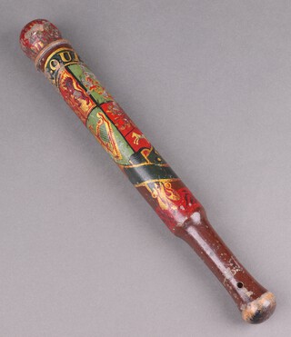 A William IV turned wooded tipstaff/truncheon with WR cypher, Royal Arms 41cm 