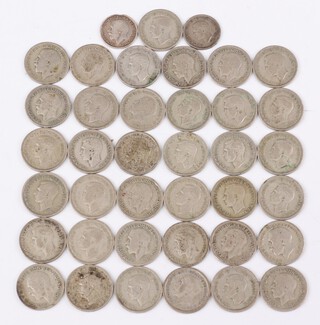 A collection pre-1947 down to 1900, mainly silver sixpences (and a small quantity of three pences), 106 grams