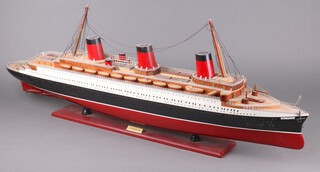 A scratch built model of the SS Normandie 1930's Ocean Liner. 104cm l x 23cm h