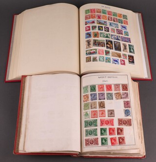 A Movaleaf album of world stamps including GB Victoria to Elizabeth II, South Arica, Hungary, France and Belgian, together with a red Simplex album of mint and used world stamps Italy, India, Hungary, GB George V to Elizabeth II