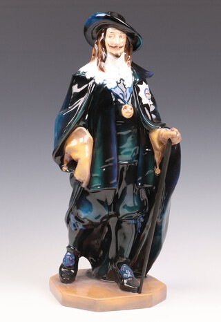 A Royal Doulton King Charles large figure, green and blue colouration, HN2084 with Royal Doulton backstamp, from the Royalty Series, 43cm