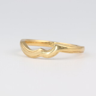 An 18ct yellow gold shaped wedding band, ensuite to lot 57, size L 1/2, 2.60 grams