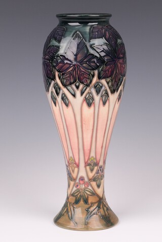 Sally Tuffin for Moorcroft, a Cluny pattern vase, monogram and impressed marks, dated 1993, 28cm 