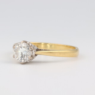 An 18ct yellow gold solitaire diamond ring approx. 0.74ct, size O, clarity SI1-Si2, colour F/G, 3 grams 
