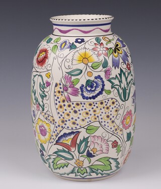Poole Pottery, a Susan Russell hand painted vase in the SK Persian deer design,  26cm 