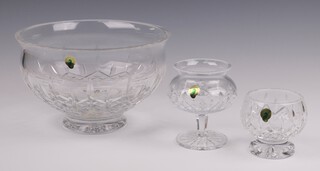 Three Waterford Crystal Lissmore pattern bowls 25cm (chip to rim), 9cm and 8cm 