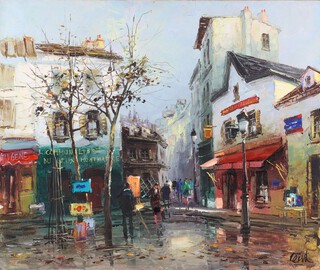 Jose Luis Maler Levia, "Montmartre Paris", 20th century oil on canvas, signed, 47cm x 55cm.	