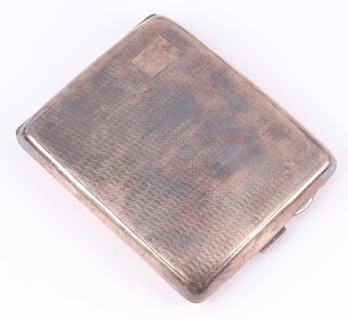 A silver cigarette case with engine turned decoration, Birmingham 1929, 116 grams