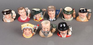 A Royal Doulton First Series Limited Edition of 2000 character jugs made for Pick-Wick Wines and Spirits Derby together with 8 other character jugs - Red Queen, Christopher Columbus, The Master, George Tinworth  jug collector, Pied Piper, Michael Doulton and The Golfer 