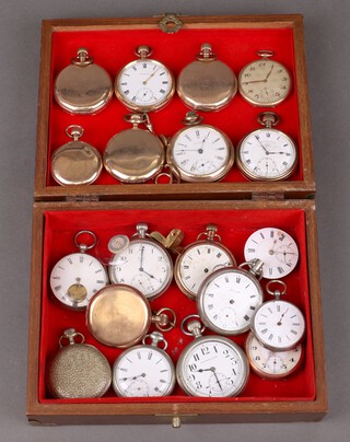 Seven pocket watches contained in gold plated cases together with 10 other pocket watches (mostly a/f) 