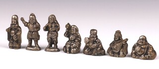 Seven 20th Century metal figures of Chinese dignitaries 5cm 