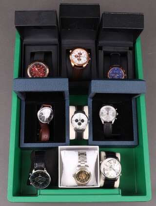 Three Gamages of London fashion wristwatches, 2 William Hunt wristwatches,  a Joshua & Sons dual time wristwatch, an Anthony James watch, a multi function watch and a wristwatch in the manner of Schaffhausen 