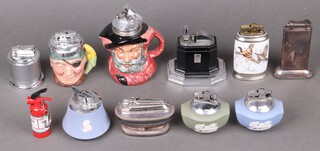 A Ronson Touch Tip table lighter, a Ronson Queen Anne silver plated table lighter, 3 Jasperware table lighters and a small collection of lighters 