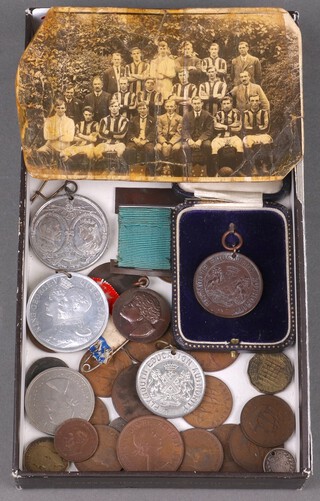 A Plymouth Education Authority bronze medal together with a collection of various coinage 