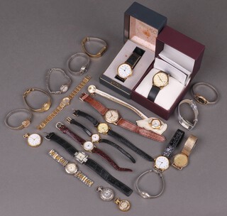 An Accurist wristwatch on a leather bracelet and a collection of other wristwatches 