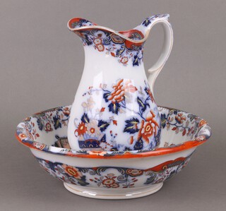 A Davenport pottery wash bowl and basin (star crack to bowl) 