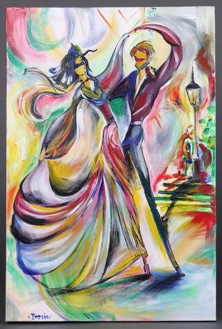 C Iveray, acrylic on canvas, study of 2 dancers 76cm x 50cm 